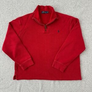 Polo Ralph Lauren 1/4 Zip Sweater Mens XL Red Mock Neck Preppy‎ Heavy Heritage